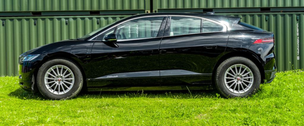 Black Jaguar I-Pace side on facing left