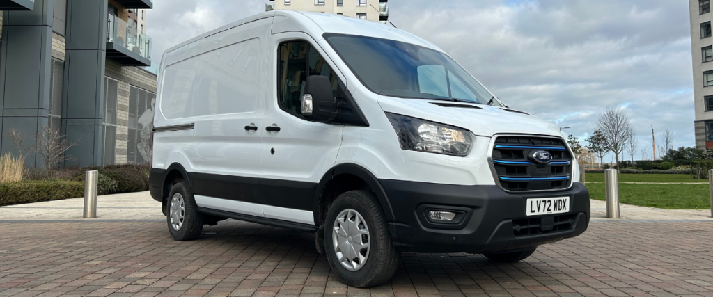 White Ford e-Transit