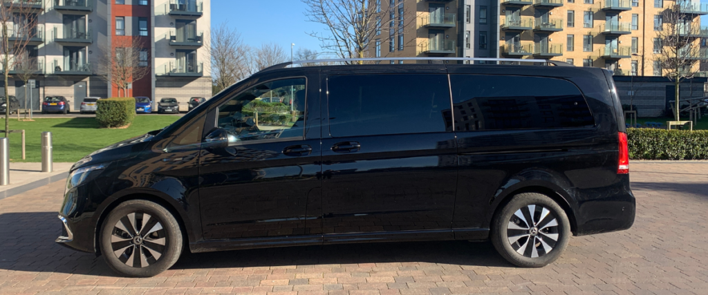 A black Mercedes EQV
