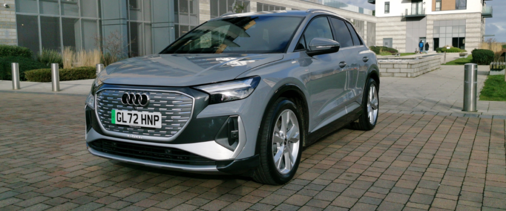 Audi e-tron Q4 angled at the front
