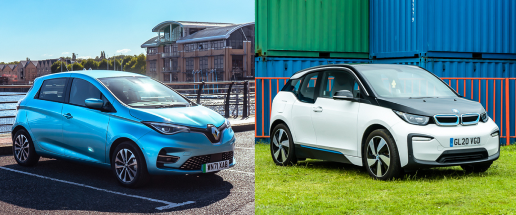 Renault Zoe and bmw i3 split screen
