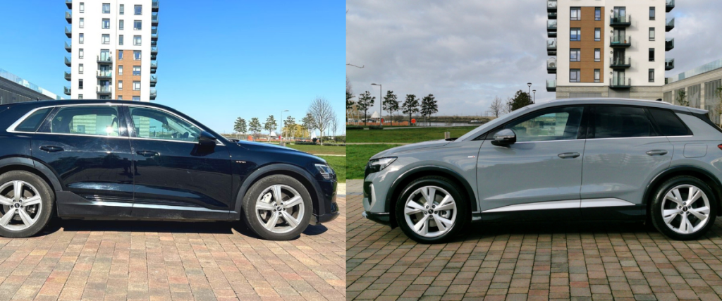 Split screen audi e-tron cars