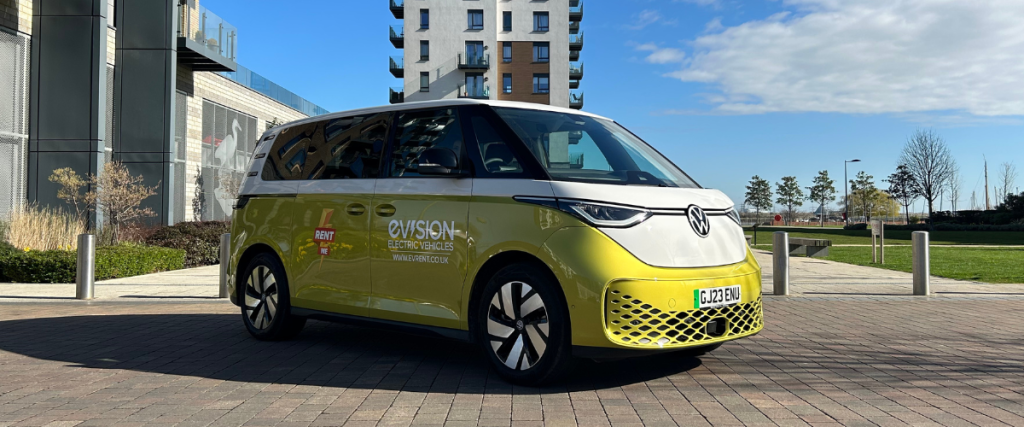 ID.Buzz angled forward to the right