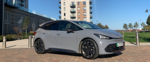 Cupra Born with blue sky above