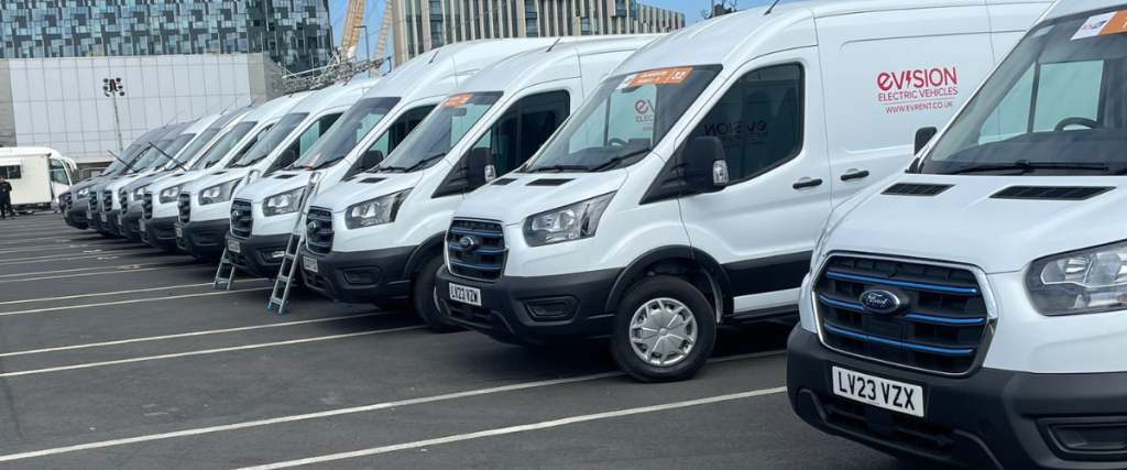 Row of electric vans