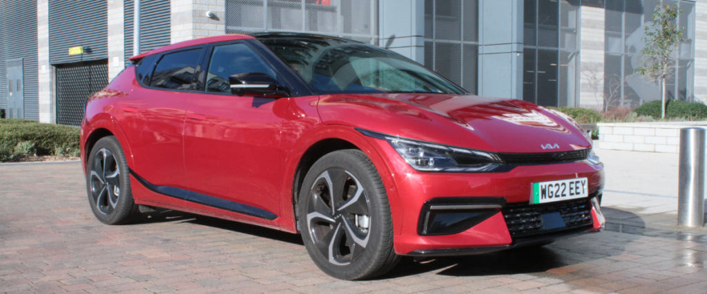 Red Kia EV6 facing right