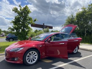 Tesla at the Angel of the North