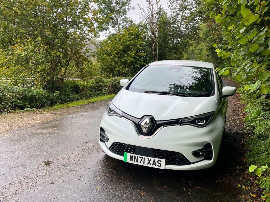 Renault Zoe parked up in Dalmally, Scotland