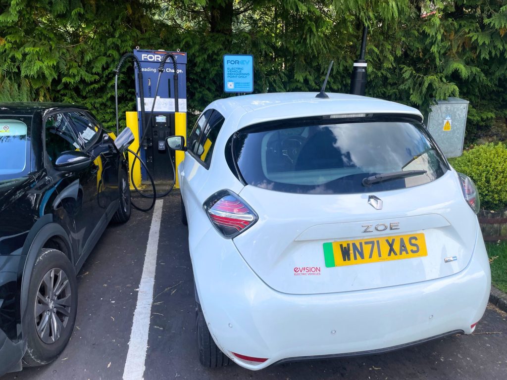 Renault Zoe charging at Crianlarich, near Glencoe